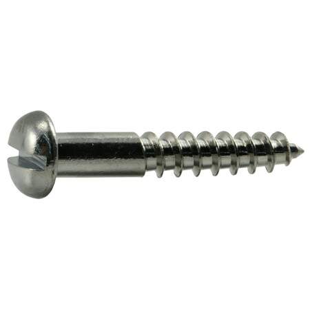 Midwest Fastener Wood Screw, #8, 1 in, Chrome Brass Round Head Slotted Drive, 30 PK 61704